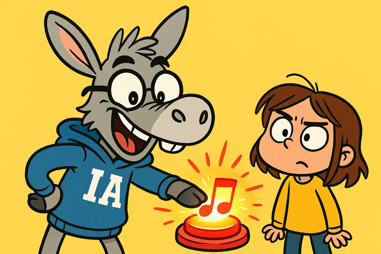 IA appuie par erreur sur le bouton note de musique, une lumière s'allume.
