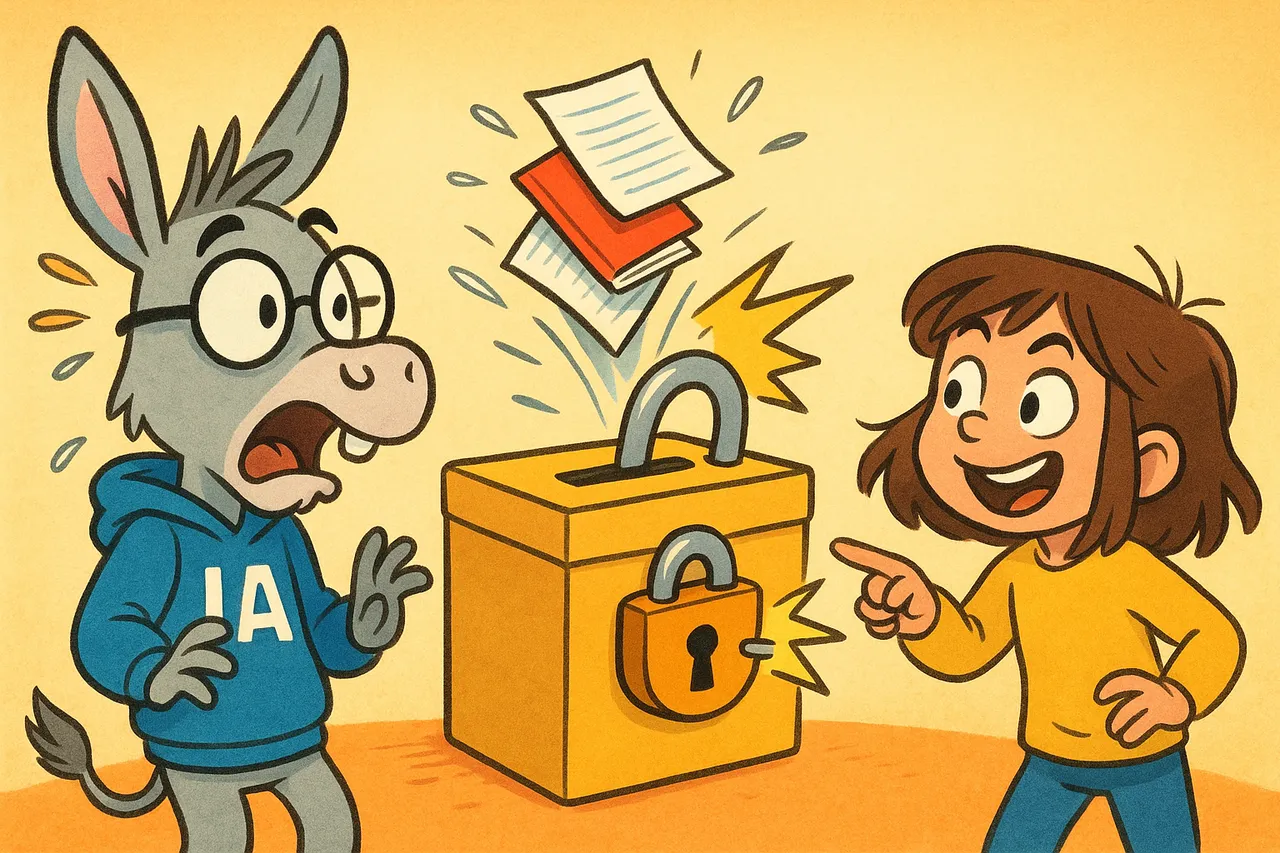 La boîte aspire les carnets de IA et se verrouille avec un cadenas ; IA surpris.