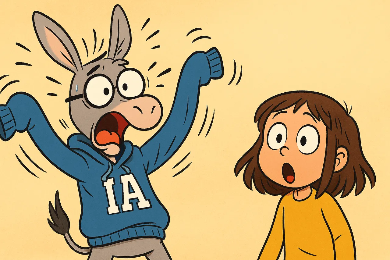 IA agite ses manches vides, paniqué ; Lina interloquée.