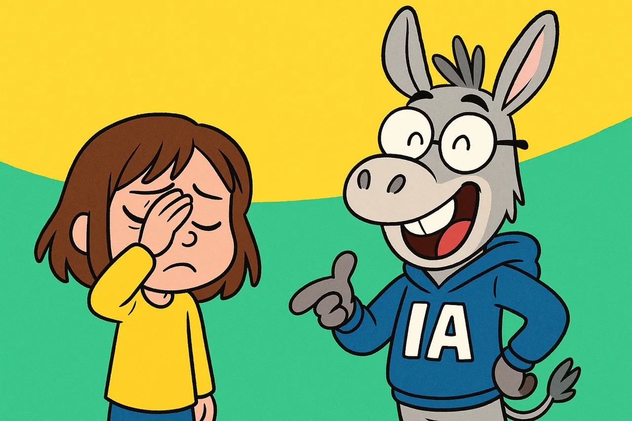 Lina facepalm pendant que l'âne IA reste tout content de lui