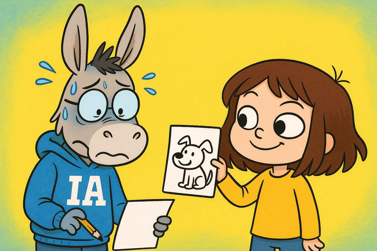 Lina demande un chien, IA tout penaud devant une feuille blanche